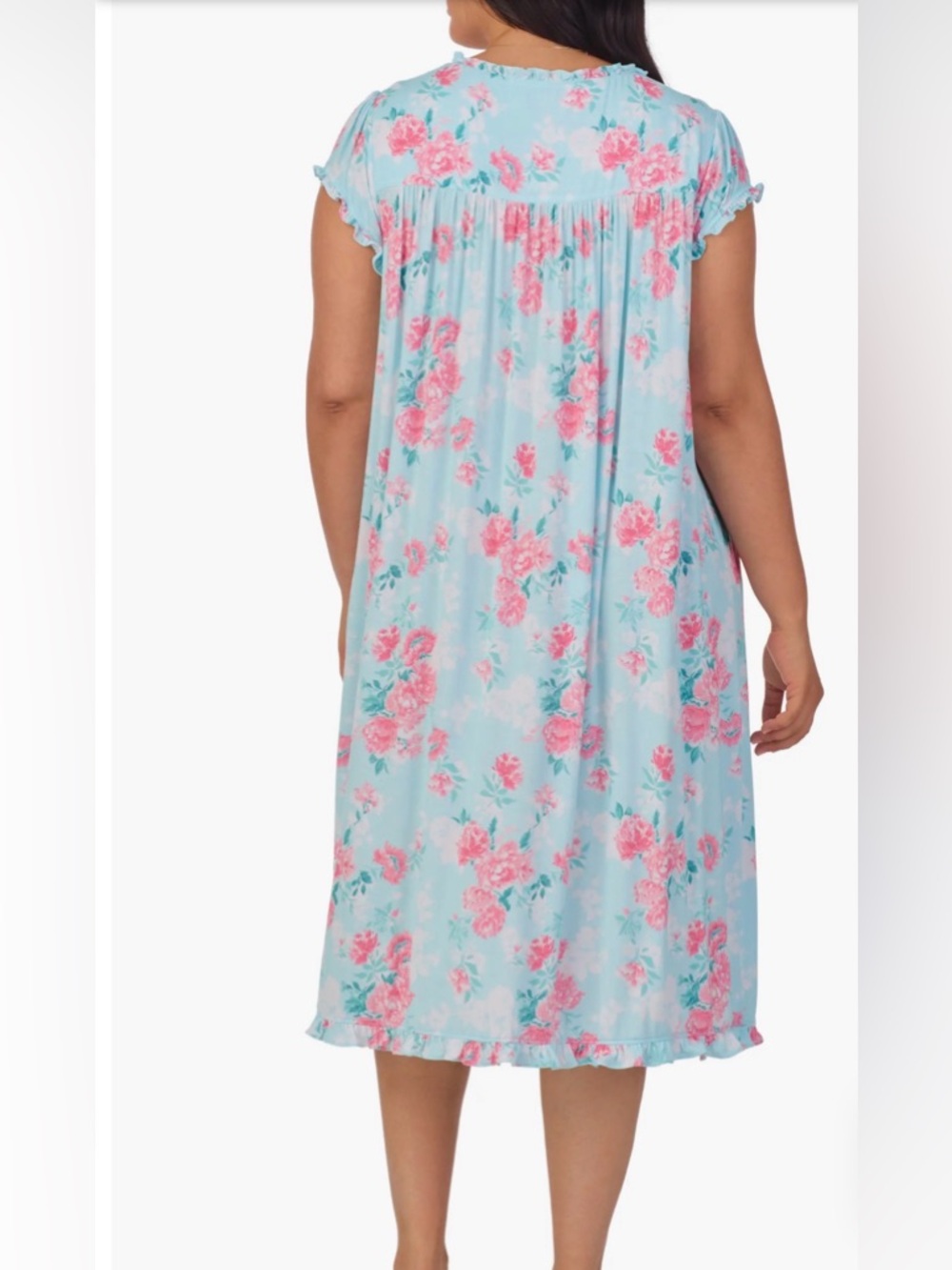 Eileen West Floral cap sleeve nightgown ruffle hem size 2X super soft long - Picture 2 of 11